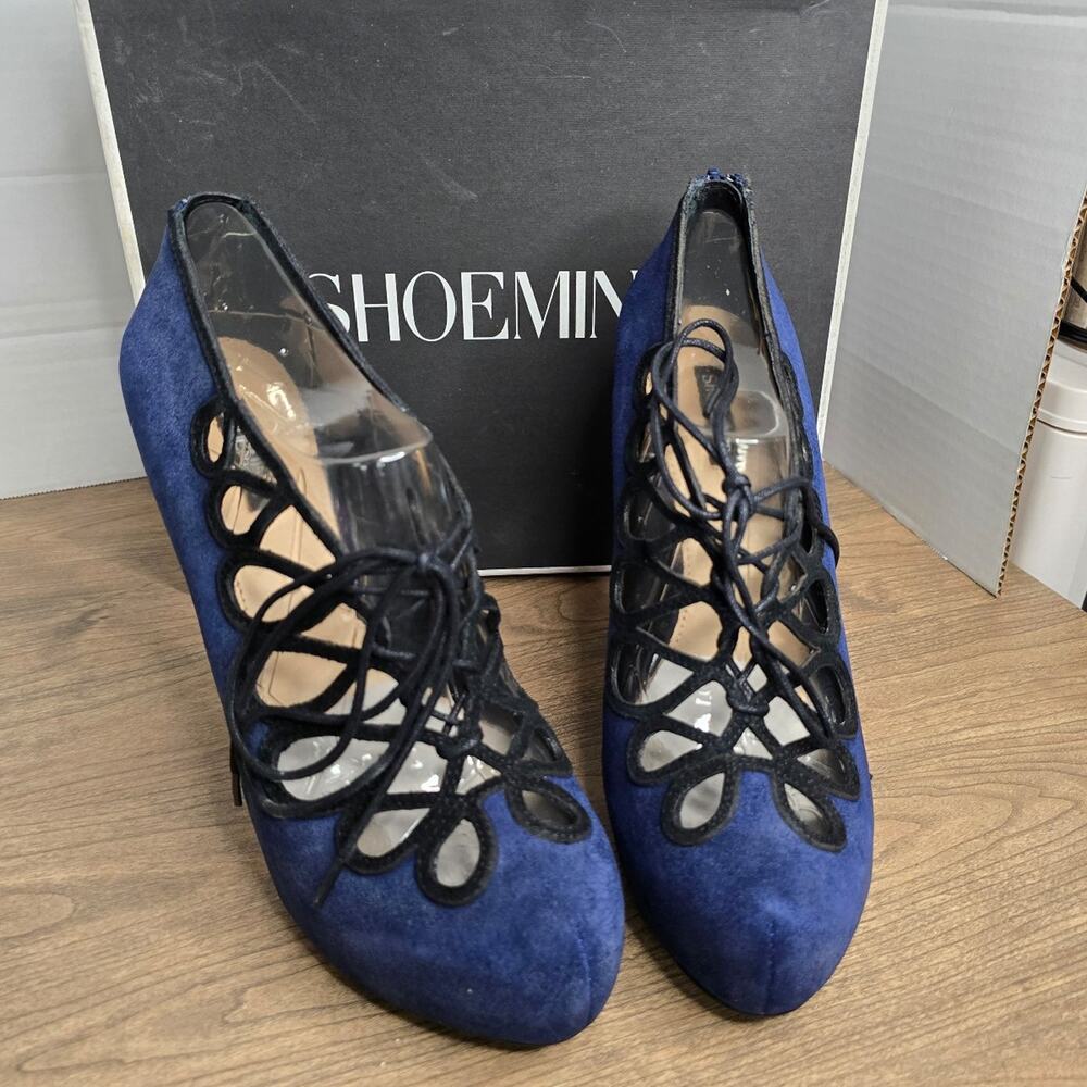 ShoeMint Lorena navy multi heels sz 9.5
